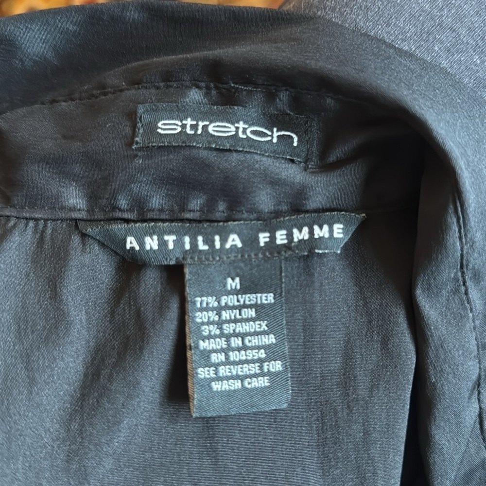 Antilia Femme Black 3/4 Sleeve Ruched Blouse - Picture 8 of 9